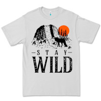 Dove Grey stay wild illustration with mountain Premium Tee - artisFamous