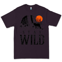 Plum stay wild illustration with mountain Premium Tee - artisFamous