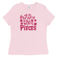 Bubblegum Pink love you to pieces Ladies Tee - CowhideDigitalArt