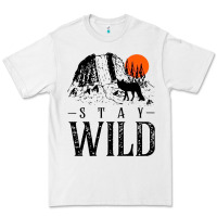 White stay wild illustration with mountain Premium Tee - artisFamous