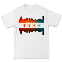 White chicago flag skyline Premium Tee - artisFamous