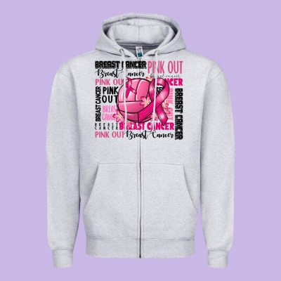 Volleyball Pink Out Breast Cancer Zipper Hoodie Designed By Ranaportraitstore