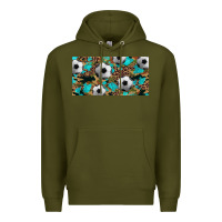 Army Green western leopard camouflage turquoise soccer licence plate template Premium Hoodie - Artiststas