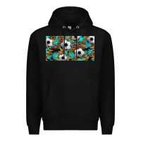Black western leopard camouflage turquoise soccer licence plate template Premium Hoodie - Artiststas