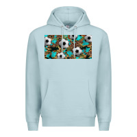 Blue Mist western leopard camouflage turquoise soccer licence plate template Premium Hoodie - Artiststas