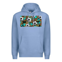 Colony Blue western leopard camouflage turquoise soccer licence plate template Premium Hoodie - Artiststas
