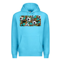 Ocean Blue western leopard camouflage turquoise soccer licence plate template Premium Hoodie - Artiststas
