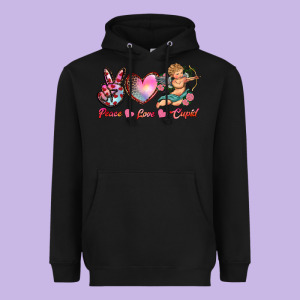 Peace Love Cupid Heavyweight Hoodie Designed By Ranaportraitstore