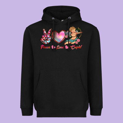 Peace Love Cupid Heavyweight Hoodie Designed By Ranaportraitstore