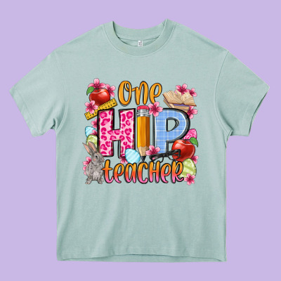 Easter Day One Hip Teacher Heavy Core Tee Designed By Oliviacreatesart