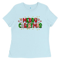 Baby Blue festive merry christmas greeting Ladies Tee - CowhideDigitalArt