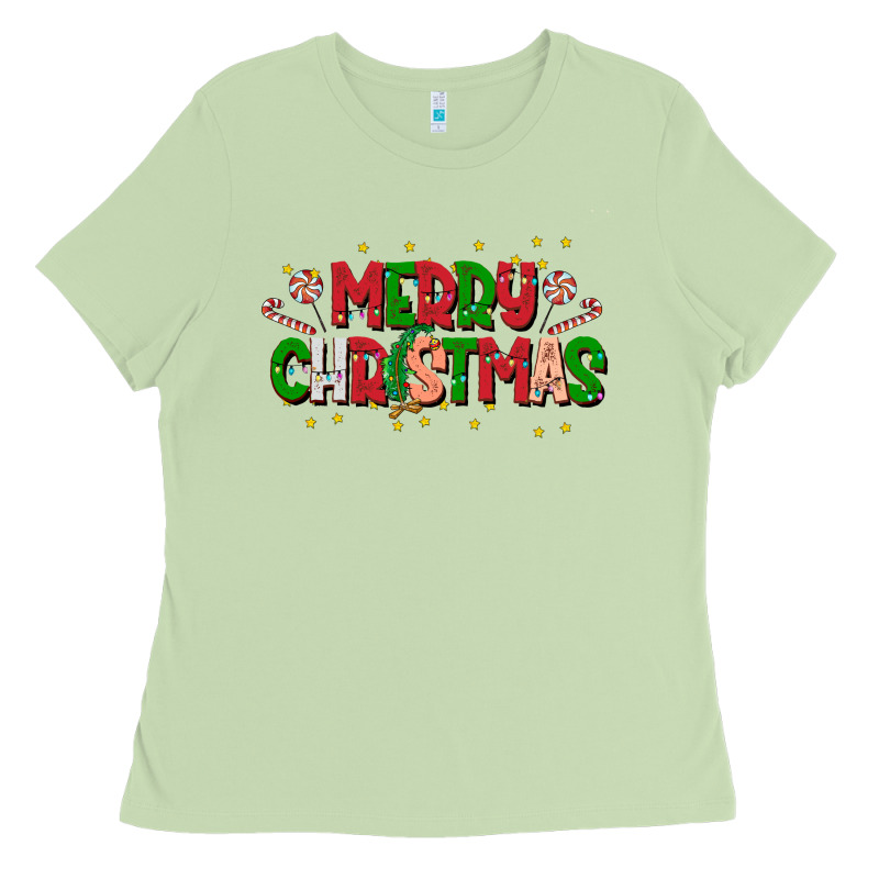 Festive Merry Christmas Greeting Ladies Tee by CowhideDigitalArt | Teevron