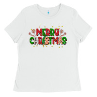 White festive merry christmas greeting Ladies Tee - CowhideDigitalArt
