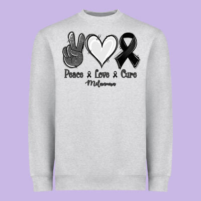 Peace Love Cure Melanoma Cancer Heavyweight Sweatshirt Designed By Jasminsmagicworld