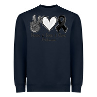 Navy Peace Love Cure Melanoma Cancer Heavyweight Sweatshirt - Jasminsmagicworld