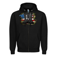 Black american flag with army boots Zipper Hoodie - RanaPortraitStore