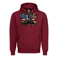 Burgundy american flag with army boots Zipper Hoodie - RanaPortraitStore