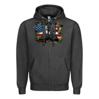Charcoal Heather american flag with army boots Zipper Hoodie - RanaPortraitStore