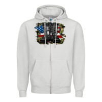 Dove Grey american flag with army boots Zipper Hoodie - RanaPortraitStore