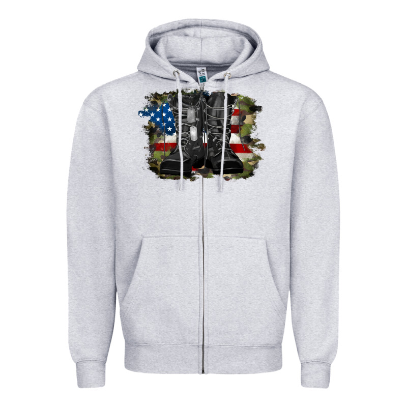 American Flag With Army Boots Zipper Hoodie by RanaPortraitStore | Teevron