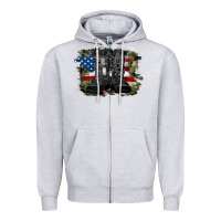 Heather Grey american flag with army boots Zipper Hoodie - RanaPortraitStore