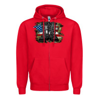 Red american flag with army boots Zipper Hoodie - RanaPortraitStore