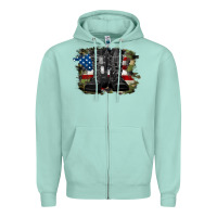 Seafoam american flag with army boots Zipper Hoodie - RanaPortraitStore