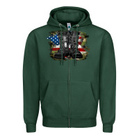 Sports Green american flag with army boots Zipper Hoodie - RanaPortraitStore