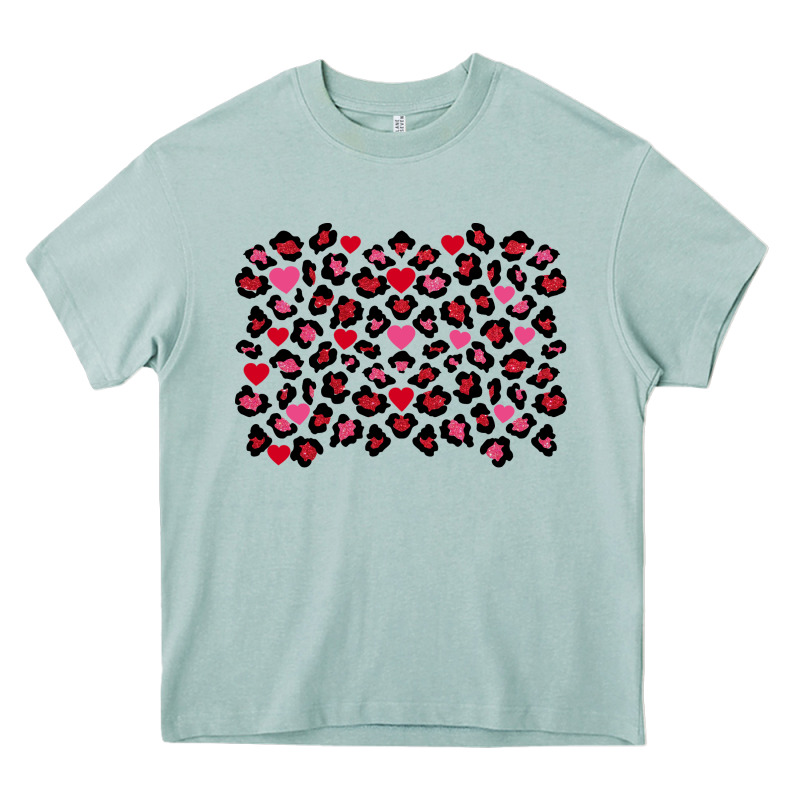 Valentine's Day Leopard And Heart Background Heavy Core Tee by FaDigitalArtStudio | Teevron