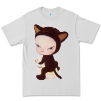 Dove Grey Yoshitomo Nara Cute Cat Premium Tee - artisFamous