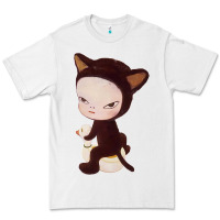 White Yoshitomo Nara Cute Cat Premium Tee - artisFamous
