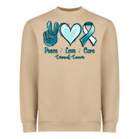 Mushroom Peace Love Cure Cervical Cancer Heavyweight Sweatshirt - Jasminsmagicworld