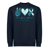 Navy Peace Love Cure Cervical Cancer Heavyweight Sweatshirt - Jasminsmagicworld