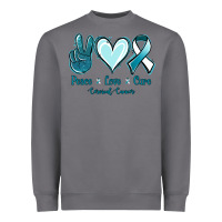 Storm Peace Love Cure Cervical Cancer Heavyweight Sweatshirt - Jasminsmagicworld