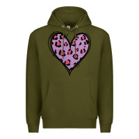 Army Green Glitter Purple Leopard Heart Premium Hoodie - Jasminsmagicworld