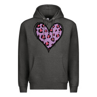 Charcoal Heather Glitter Purple Leopard Heart Premium Hoodie - Jasminsmagicworld