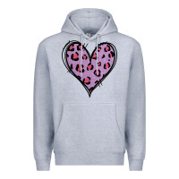 Heather Grey Glitter Purple Leopard Heart Premium Hoodie - Jasminsmagicworld