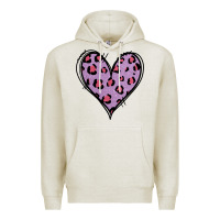 Oatmeal Heather Glitter Purple Leopard Heart Premium Hoodie - Jasminsmagicworld