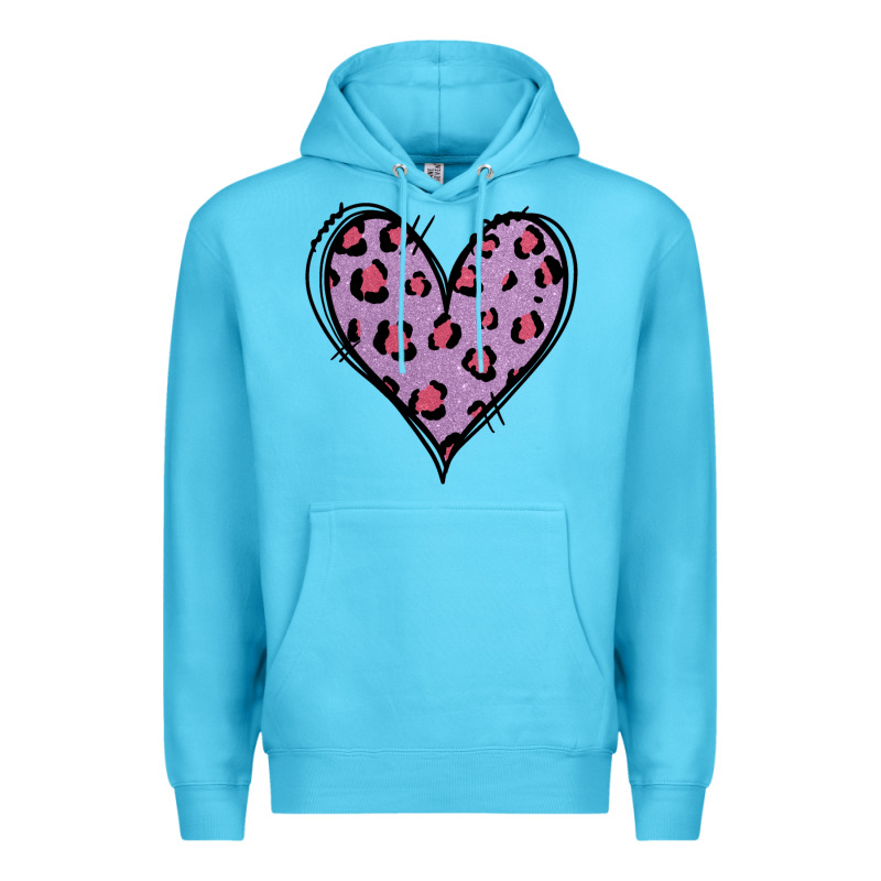 Glitter Purple Leopard Heart Premium Hoodie by Jasminsmagicworld | Teevron