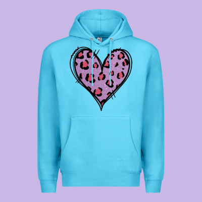 Glitter Purple Leopard Heart Premium Hoodie Designed By Jasminsmagicworld