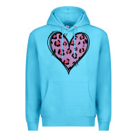 Ocean Blue Glitter Purple Leopard Heart Premium Hoodie - Jasminsmagicworld