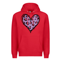 Red Glitter Purple Leopard Heart Premium Hoodie - Jasminsmagicworld