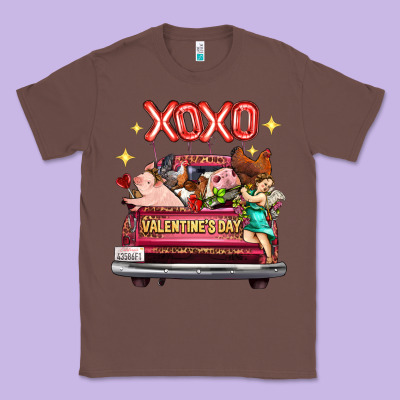 Valentine's Day Truck Farm Animals Cupid Xoxo Classic Tee Designed By Fadigitalartstudio