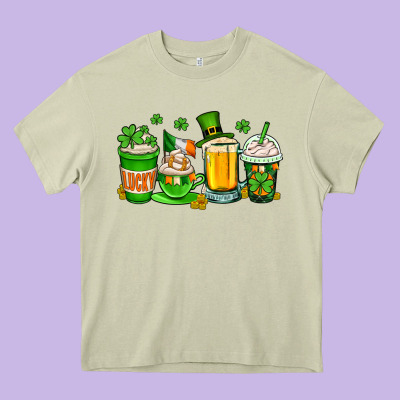 St. Patrick's Day Coffee Cups Heavy Core Tee Designed By Oliviacreatesart