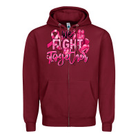 Burgundy we fight together breast cancer Zipper Hoodie - RanaPortraitStore
