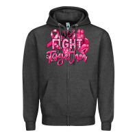 Charcoal Heather we fight together breast cancer Zipper Hoodie - RanaPortraitStore
