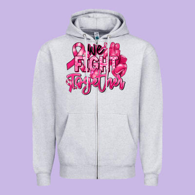 We Fight Together Breast Cancer Zipper Hoodie Designed By Ranaportraitstore