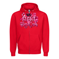 Red we fight together breast cancer Zipper Hoodie - RanaPortraitStore