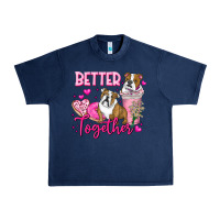 Navy Be Mine Valentine Dog Urban Heavy Tee - CowhideDigitalArt