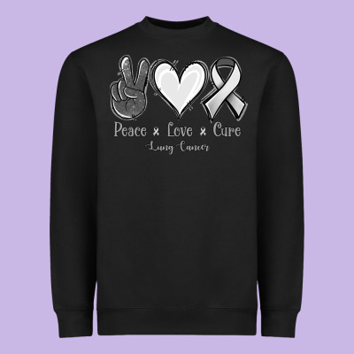 Peace Love Cure Lung Cancer Heavyweight Sweatshirt Designed By Jasminsmagicworld
